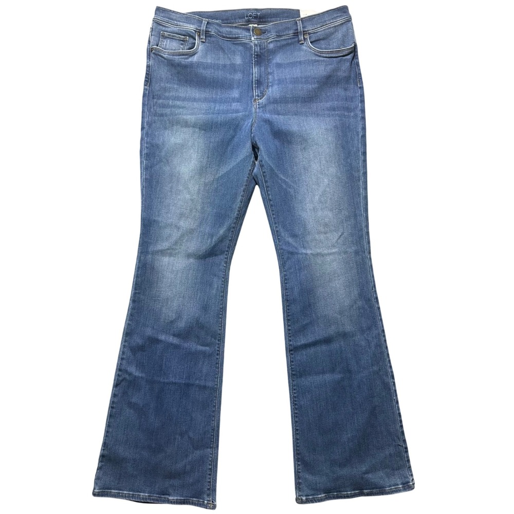 ANN TAYLOR LOFT Modern Flare Jeans Blue Size 16 Hip Thigh Slim Through Flare Leg